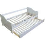 D�coshop26 - lit gigogne avec sommier � lattes banquette tiroir 90x200cm blanc lit06074