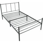 D�coshop26 - lit simple une personne en m�tal avec lattes m�talliques structure en acier gris 90 x 200 ...