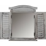 D�coshop26 - miroir mural forme fen�tre avec volets 53x42x5cm en bois gris vieilli 040005486