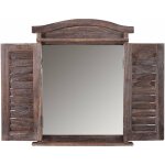 D�coshop26 - miroir mural forme fen�tre avec volets 53x42x5cm en bois marron vieilli 040005484