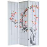 D�coshop26 - paravent 3 panneaux japonais en bois blanc 132x175 cm par06016