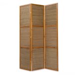D�coshop26 - paravent 3 panneaux marron en bois et bambou 132x200 cm par06049