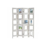 Décoshop26 - paravent 4 panneaux blanc en bois avec porte photos 160x125cm par04030 Décoshop26 - paravent 4 panneaux blanc en bois avec porte photos 160x125cm par04030