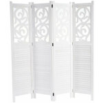 Paravent 4 panneaux en bois blanc 170x160cm par04035