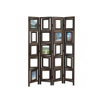 Décoshop26 - paravent 4 panneaux marron en bois avec porte photos 160x125cm par04029 Décoshop26 - paravent 4 panneaux marron en bois avec porte photos 160x125cm par04029