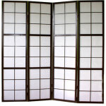 Dcoshop26 - paravent 4 panneaux pans en bois noir et papier riz 175x176cm par06038