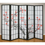 Dcoshop26 - paravent 5 panneaux japonais en bois noir 220x175cm par06015