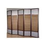Dcoshop26 - paravent 5 panneaux marron en bois et bambou 220x175 cm par06011