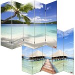 Décoshop26 - paravent 5 panneaux pans séparateur de pièce 180x200cm motif plage par04005 Décoshop26 - paravent 5 panneaux pans séparateur de pièce 180x200cm motif plage par04005