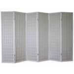 Décoshop26 - paravent 6 panneaux pans en bois blanc et papier riz 175x264cm par06060 Décoshop26 - paravent 6 panneaux pans en bois blanc et papier riz 175x264cm par06060