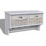 D�coshop26 - porte - manteau blanc meuble d'entr�e panier rangement avec 4 crochets 60x23, 5x33 cm bois ...