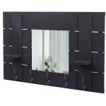 Décoshop26 - porte manteau mural miroir panneau style vintage avec 5 crochets 90x60cm en bois gris foncé ... Décoshop26 - porte manteau mural miroir panneau style vintage avec 5 crochets 90x60cm en bois gris foncé ...