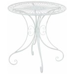 Dcoshop26 - table de jardin en fer forg diamtre  70 cm blanc mdj10049