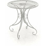 Dcoshop26 - table de jardin en fer forg diamtre  70 cm blanc vieilli mdj10052
