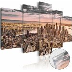 Dcoshop26 - tableaux en verre acrylique dcoration murale motif new york ciel du matin 5 panneaux 100x50 ...
