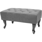 Dcoshop26 - tabouret repose - pieds chesterfield capitonn en tissu hydrofuge 39x77x47cm gris fonc ...