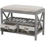 D�coshop26 - tag�re � chaussures banc banquette avec tiroirs de rangement look shabby vintage 45x65x34cm ...