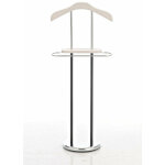 D�coshop26 - valet de nuit portant de chambre cintre en m�tal chrom� et bois blanc moc10015