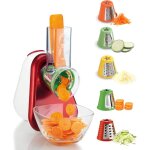 D�coupe - l�gumes 5 - en - 1, tranche, emince, r�pe, large tube d'alimentation, c�ne avec code couleur ...