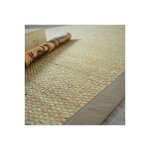 D�coweb - tapis jonc de mer kalapa fin panama - ganse coton taupe - 200 x 200 cm