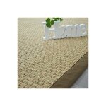 Tapis jonc de mer - paro fin natt� 4x4 - ganse coton marron - 200 x 200 cm