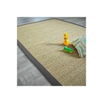 D�coweb - tapis jonc de mer - varana panama - ganse coton anthracite - 200 x 200 cm