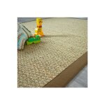 D�coweb - tapis jonc de mer - varana panama - ganse coton brun - 200 x 200 cm