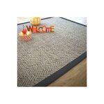 Tapis tissé plat - java chevron silver - ganse coton noir - 160 x 230 cm Tapis tissé plat - java chevron silver - ganse coton noir - 160 x 230 cm