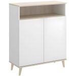 Dekit - buffet de cuisine wajdi - 2 portes et 1 niche - blanc et ch�ne