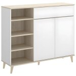 Buffet de cuisine wajdi - 2 portes, 1 tiroir et 4 niches - blanc et ch�ne