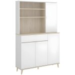 Dekit - buffet de cuisine wajdi - 4 portes, 1 tiroir et 3 niches - blanc et chne