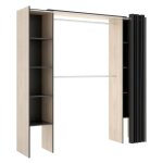 Dekit - dressing extensible dorian avec rideau - l110 / 180 cm - coloris : chêne et anthracite Dekit - dressing extensible dorian avec rideau - l110 / 180 cm - coloris : chêne et anthracite