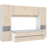 Lit gigogne avec pont de lit selena - 90 x 190 cm - coloris : chne et blanc