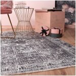 Deladeco - tapis de salon vintage lavable en machine ariana gris 75x150 Deladeco - tapis de salon vintage lavable en machine ariana gris 75x150