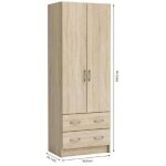 Demeyere armoire - décor chene brossé - 2 portes et 2 tiroirs - classique - chambre - l 61 cm - dual Demeyere armoire - décor chene brossé - 2 portes et 2 tiroirs - classique - chambre - l 61 cm - dual