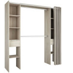 M&s - dressing extensible 115 / 190x50x203 cm chne avec rideau beige