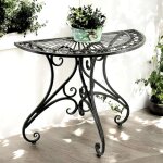 Dandibo table murale table de couloir semi - circulaire table de console en m�tal brun table d'appoint ...