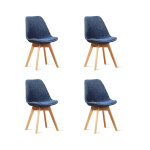 Designetsamaison - lot de 4 chaises scandinaves bleues patchwork - bjorn