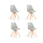 Designetsamaison - lot de 4 chaises scandinaves grises - helsinki