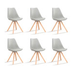 Designetsamaison - lot de 6 chaises scandinaves grises - helsinki
