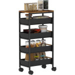 Desserte cuisine, chariot de rangement � roulettes 5 niveaux avec 4 tiroirs coulissants, �tag�re de rangement, ...