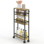 Desserte de cuisine gain de place detroit 4 niveaux sur roulettes design industriel