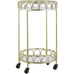 Desserte de cuisine ronde effet bois  roulette blanche et dore pratique pour salle  manger glamour ...