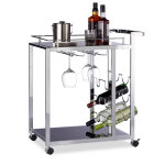 Desserte de cuisine verre baron design noir tage pour 6 bouteilles de vin mtal chariot 4 roues hxlxp: ...