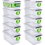 Bo�te de rangement en plastique transparent empilable sans bpa gain de place caisse de rangement organiseur ...