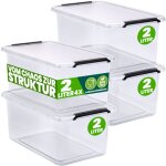Bo�te de rangement en plastique transparent empilable sans bpa gain de place caisse de rangement organiseur ...