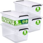 Bo�te de rangement en plastique transparent empilable sans bpa gain de place caisse de rangement organiseur ...