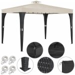 Deuba - tonnelle de jardin en polyrotin 3x4 m - pavillon tente de rception pergola - couleur crme - ...