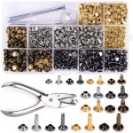 Devenirriche - 480pcs rivets en cuir ensemble 3 tailles double rivet goujons tubulaires en m�tal avec ...