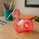 Dvidoir  main flamand rose 10 cm pour ruban adhsif avec 1 rouleau couleur alatoire et format compact ...